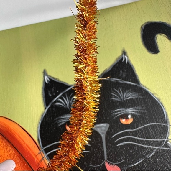 Handpainted Halloween Count Down Wooden Hanging Sign with Pumpkins and Cat - Picture 6 of 10